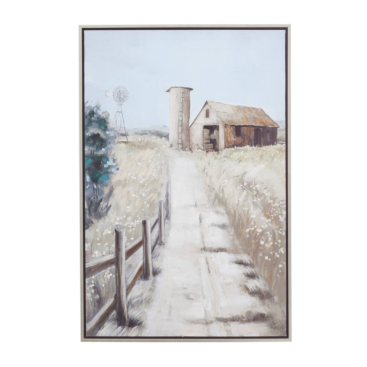 Brown Polystone Modern Farmhouse Framed Wall Art, 48" x 32" x 2"
